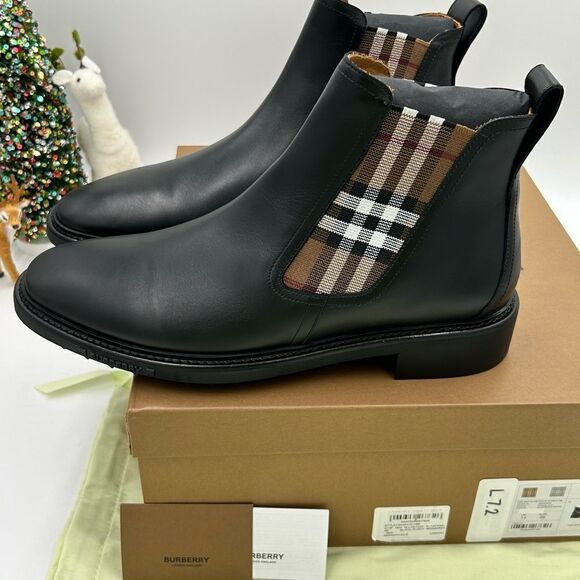 Men’s Burberry vintage check leather Chelsea boot size 45 made in Italy - Picture 5 of 8